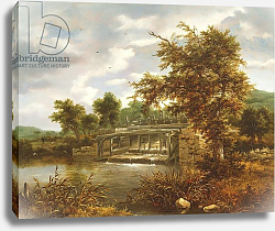 Постер Русдал Якоб A wooded river landscape with a sluice gate Постер Русдал Якоб A wooded river landscape with a sluice gate