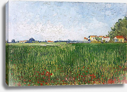 Постер Ван Гог Винсент (Vincent Van Gogh) Фермерские дома на пшеничном поле близ Арля Постер Ван Гог Винсент (Vincent Van Gogh) Фермерские дома на пшеничном поле близ Арля