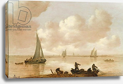 Постер Гойен Ян An estuary with fisherman hauling in their nets Постер Гойен Ян An estuary with fisherman hauling in their nets