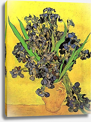 Постер Ван Гог Винсент (Vincent Van Gogh) Натюрморт: ваза и ирисами на желтом фоне Постер Ван Гог Винсент (Vincent Van Gogh) Натюрморт: ваза и ирисами на желтом фоне