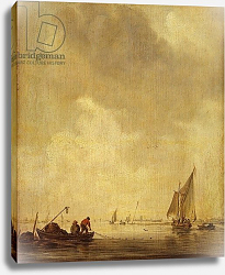 Постер Гойен Ян A River Scene, with Fishermen Laying a Net, 1638 Постер Гойен Ян A River Scene, with Fishermen Laying a Net, 1638