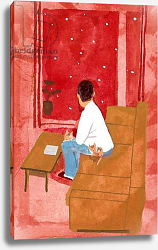 Постер Хируёки Исутзу (совр) A man watching the city of snow from the living room,2017, Постер Хируёки Исутзу (совр) A man watching the city of snow from the living room,2017,