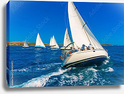 Постер Sailing boats during a regatta in Saronikos gulf in Greece Постер Sailing boats during a regatta in Saronikos gulf in Greece