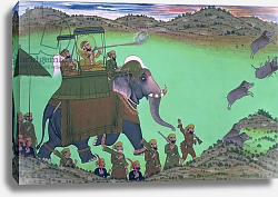 Постер Школа: Индийская 19в. Maharana Sarup Singh of Udaipur shooting boar from elephant-back, Rajasthan, 1855 Постер Школа: Индийская 19в. Maharana Sarup Singh of Udaipur shooting boar from elephant-back, Rajasthan, 1855