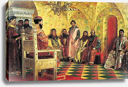 Постер Рябушкин Андрей Сидение царя Михаила Федоровича с боярами в его государевой комнате. 1893 Постер Рябушкин Андрей Сидение царя Михаила Федоровича с боярами в его государевой комнате. 1893