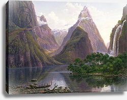 Постер Гурар Евген Canoe at Milford Sound, West Coast of South Island, New Zealand and Bowens Fall, 1892 Постер Гурар Евген Canoe at Milford Sound, West Coast of South Island, New Zealand and Bowens Fall, 1892