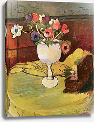 Постер Валадон Мэри Vase of Flowers, Anemones in a White Glass Постер Валадон Мэри Vase of Flowers, Anemones in a White Glass