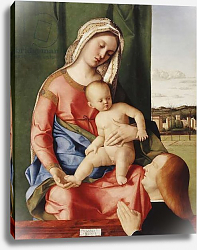 Постер Беллини Джованни The Madonna and Child with a Male Donor, a landscape beyond, Постер Беллини Джованни The Madonna and Child with a Male Donor, a landscape beyond,
