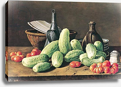 Постер Мелендес Луис Still Life with Cucumbers and Tomatoes Постер Мелендес Луис Still Life with Cucumbers and Tomatoes