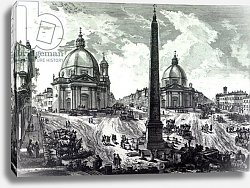 Постер Пиранези Джованни Veduta della Piazza del Popolo, c.1750 Постер Пиранези Джованни Veduta della Piazza del Popolo, c.1750