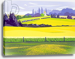 Постер Крау Дерек (совр) Dandelions and Rape, Finchingfield, 2003 Постер Крау Дерек (совр) Dandelions and Rape, Finchingfield, 2003
