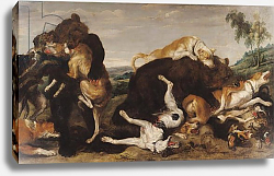 Постер Вос Паувель Bear Hunt or, Battle Between Dogs and Bears Постер Вос Паувель Bear Hunt or, Battle Between Dogs and Bears