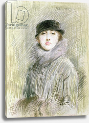 Постер Хеллу Поль Сезар Portrait of a Lady with a Fur Collar and Muff, 20th century Постер Хеллу Поль Сезар Portrait of a Lady with a Fur Collar and Muff, 20th century