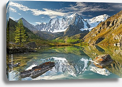 Постер Россия, Алтай. Снежные пики и горное озеро Постер Россия, Алтай. Снежные пики и горное озеро