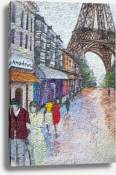 Постер Wall with street art graffiti of Paris street and Eiffel tower Постер Wall with street art graffiti of Paris street and Eiffel tower