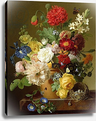Постер Даель Ян Франс Flower Still Life on a marble ledge, 1800-01 Постер Даель Ян Франс Flower Still Life on a marble ledge, 1800-01