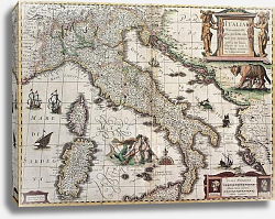 Постер Italy old map. Created by Henricus Hondius, published in Amsterdam, 1631 Постер Italy old map. Created by Henricus Hondius, published in Amsterdam, 1631