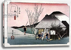 Постер Утагава Хирошиге (яп) The Teahouse at Mariko, from the series '53 Stations on the Eastern Coast Road', 1833 Постер Утагава Хирошиге (яп) The Teahouse at Mariko, from the series '53 Stations on the Eastern Coast Road', 1833