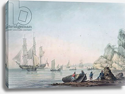Постер Marine View, with boat and figures on a shore Постер Marine View, with boat and figures on a shore