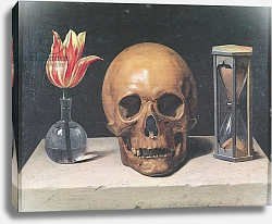 Постер Шампень Филипп Vanitas Still Life with a Tulip, Skull and Hour-Glass Постер Шампень Филипп Vanitas Still Life with a Tulip, Skull and Hour-Glass