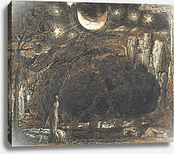 Постер Палмер Самуэль A Shepherd and his Flock under the Moon and Stars, c.1827 Постер Палмер Самуэль A Shepherd and his Flock under the Moon and Stars, c.1827