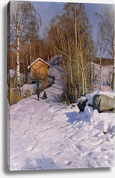 Постер Монстед Петер A Winter Landscape with Children Sledging, 1918 Постер Монстед Петер A Winter Landscape with Children Sledging, 1918
