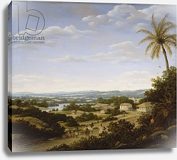 Постер Пост Франс Brazilian landscape with natives on a road approaching a village, 1665 Постер Пост Франс Brazilian landscape with natives on a road approaching a village, 1665