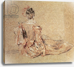 Постер Ватто Антуан (Antoine Watteau) Study of a woman seen from the back, 1716-18 Постер Ватто Антуан (Antoine Watteau) Study of a woman seen from the back, 1716-18