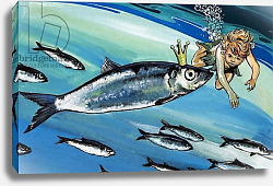 Постер Бласко Джизус (дет) Boy swimming with a fish, illustration from 'The Water Babies' by Charles Kingsley Постер Бласко Джизус (дет) Boy swimming with a fish, illustration from 'The Water Babies' by Charles Kingsley