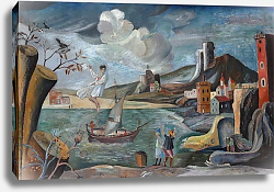 Постер Норен Бертиль Surrealistiskt landskap med figurer Постер Норен Бертиль Surrealistiskt landskap med figurer