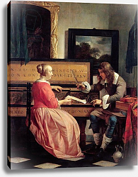 Постер Метсю Габриэль A Man and a Woman Seated by a Virginal, c.1665 Постер Метсю Габриэль A Man and a Woman Seated by a Virginal, c.1665