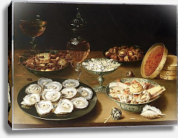 Постер Бирт Осис Still life with oysters, sweetmeats and roasted chestnuts Постер Бирт Осис Still life with oysters, sweetmeats and roasted chestnuts