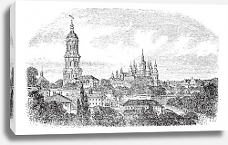 Постер Pechersky Monastery, Kiev vintage engraving Постер Pechersky Monastery, Kiev vintage engraving