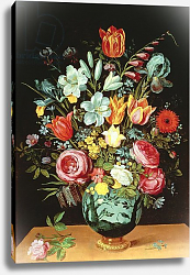Постер Марлье Филип A Still Life of Flowers in a Porcelain Vase Resting on a Ledge Постер Марлье Филип A Still Life of Flowers in a Porcelain Vase Resting on a Ledge