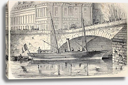 Постер Prince Napoleon's yacht moored along the Seine in Paris. Original, from drawing of Lebreton, publish Постер Prince Napoleon's yacht moored along the Seine in Paris. Original, from drawing of Lebreton, publish