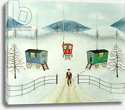 Постер Баринг Марк (совр) Gypsy Caravans in the Snow, 1981 Постер Баринг Марк (совр) Gypsy Caravans in the Snow, 1981