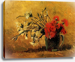 Постер Ван Гог Винсент (Vincent Van Gogh) Ваза с красными и желтыми гвоздиками на желтом фоне Постер Ван Гог Винсент (Vincent Van Gogh) Ваза с красными и желтыми гвоздиками на желтом фоне