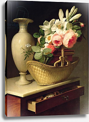 Постер Бержон Антуан Bouquet of Lilies and Roses in a Basket, 1814 Постер Бержон Антуан Bouquet of Lilies and Roses in a Basket, 1814