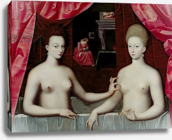 Постер Школа: Фонтенбло 16в. Gabrielle d'Estrees and her sister, the Duchess of Villars, late 16th century Постер Школа: Фонтенбло 16в. Gabrielle d'Estrees and her sister, the Duchess of Villars, late 16th century