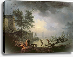 Постер Верне Клод Sunrise, A Coastal Scene with Figures around a Fire, 1760 Постер Верне Клод Sunrise, A Coastal Scene with Figures around a Fire, 1760