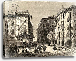 Постер Школа: Английская 19в. Street in Barcelona, illustration from 'Spanish Pictures' by the Rev. Samuel Manning Постер Школа: Английская 19в. Street in Barcelona, illustration from 'Spanish Pictures' by the Rev. Samuel Manning