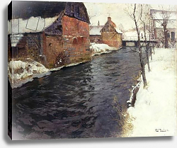 Постер Фалоу Фритц A Winter River Landscape, 1895 Постер Фалоу Фритц A Winter River Landscape, 1895