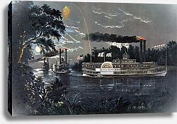 Постер Курье Н. RL 27835 Rounding a Bend on the Mississippi Steamboat Queen of the West Постер Курье Н. RL 27835 Rounding a Bend on the Mississippi Steamboat Queen of the West
