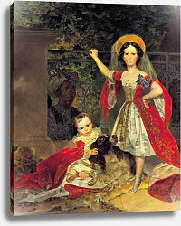 Постер Брюллов Карл Портрет детей Волконских с арапом. 1843 Постер Брюллов Карл Портрет детей Волконских с арапом. 1843