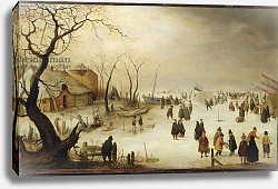 Постер Аверкамп Хендрик A Winter River Landscape with Figures on the Ice Постер Аверкамп Хендрик A Winter River Landscape with Figures on the Ice
