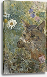 Постер Лильефорс Бруно A Cat with a Young bird in its Mouth, 1885 Постер Лильефорс Бруно A Cat with a Young bird in its Mouth, 1885