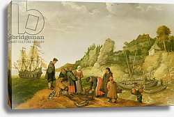 Постер Виллартс Адам Fisherman unloading and selling their catch on a rocky shoreline Постер Виллартс Адам Fisherman unloading and selling their catch on a rocky shoreline