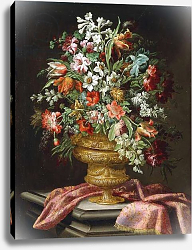Постер Скачиатти Андреа Flowers in a Sculpted Urn on a Draped Stone Pedestal, Постер Скачиатти Андреа Flowers in a Sculpted Urn on a Draped Stone Pedestal,