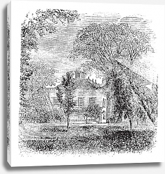 Постер Longfellow ,House, Massachusetts, Cambridge , America, vintage engraving. Постер Longfellow ,House, Massachusetts, Cambridge , America, vintage engraving.