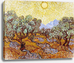 Постер Ван Гог Винсент (Vincent Van Gogh) Оливковые деревья с желтым небом и солнцем Постер Ван Гог Винсент (Vincent Van Gogh) Оливковые деревья с желтым небом и солнцем